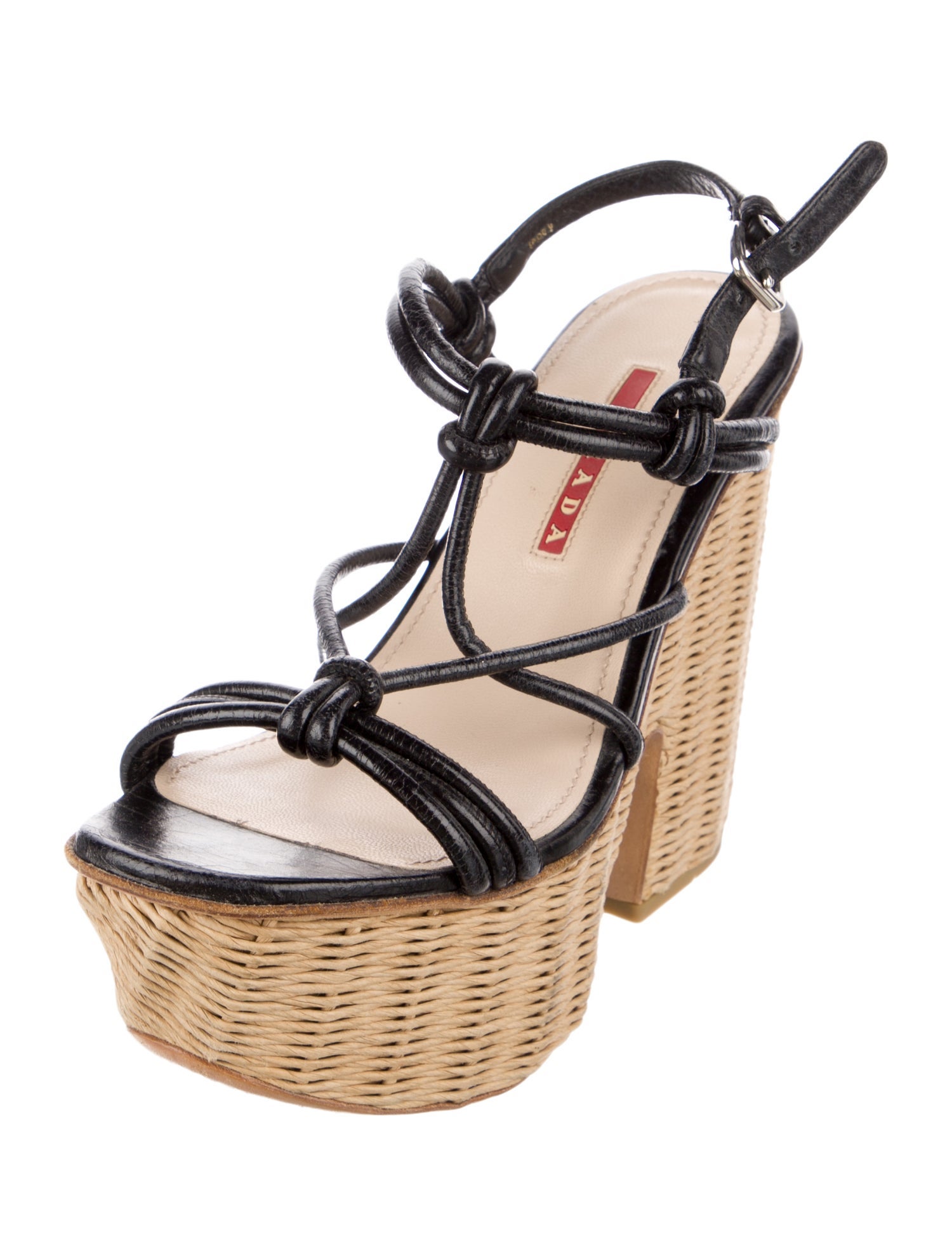 Prada Sport Leather Slingback Sandals