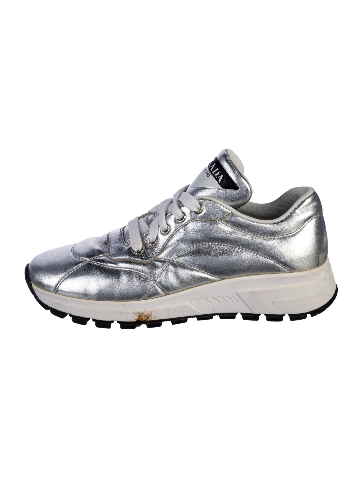 Prada Leather Colorblock Pattern Athletic Sneakers