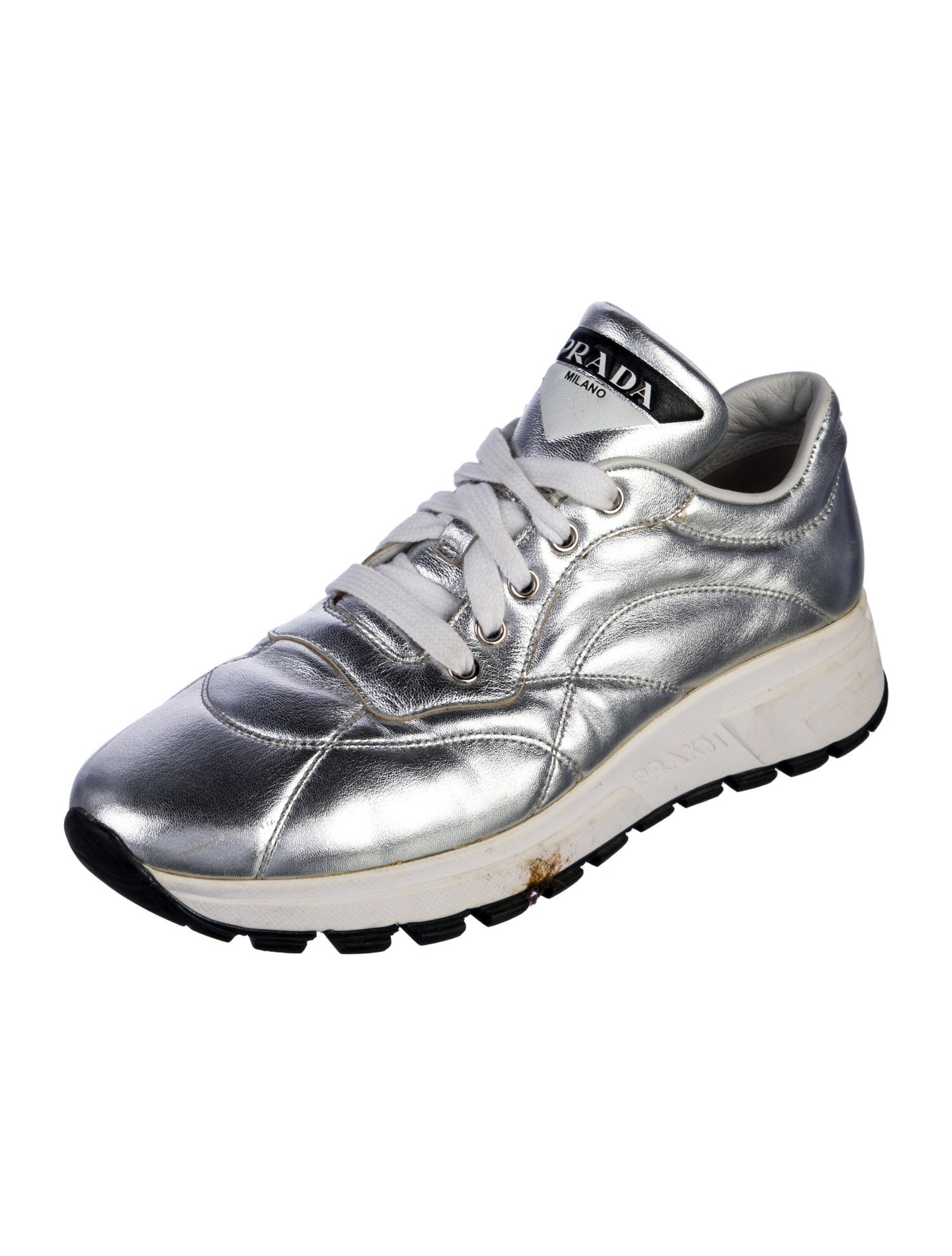 Prada Leather Colorblock Pattern Athletic Sneakers