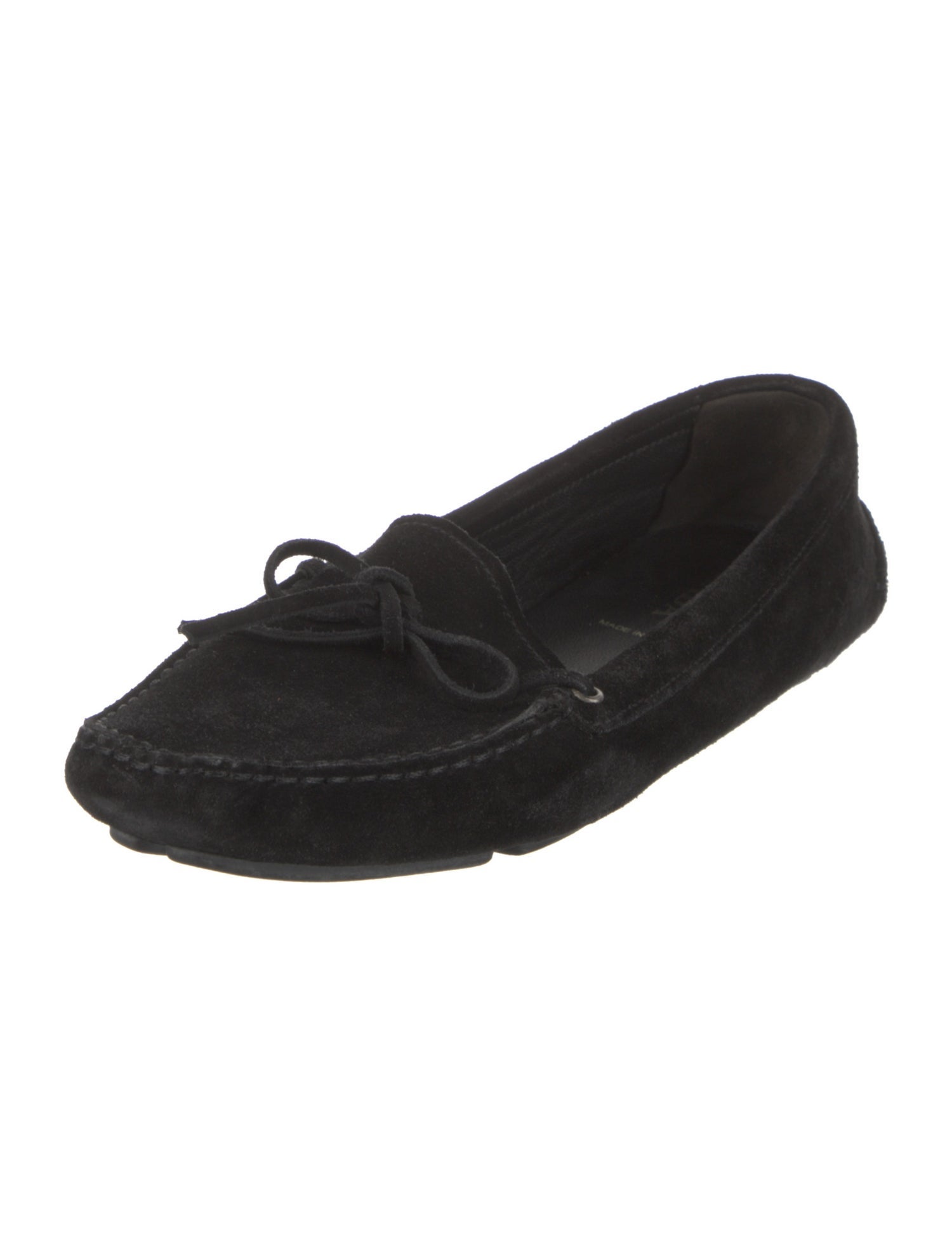 Prada Suede Bow Accents Moccasins