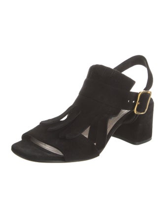 Prada Suede Cutout Accent Slingback Sandals