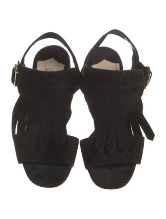 Prada Suede Cutout Accent Slingback Sandals