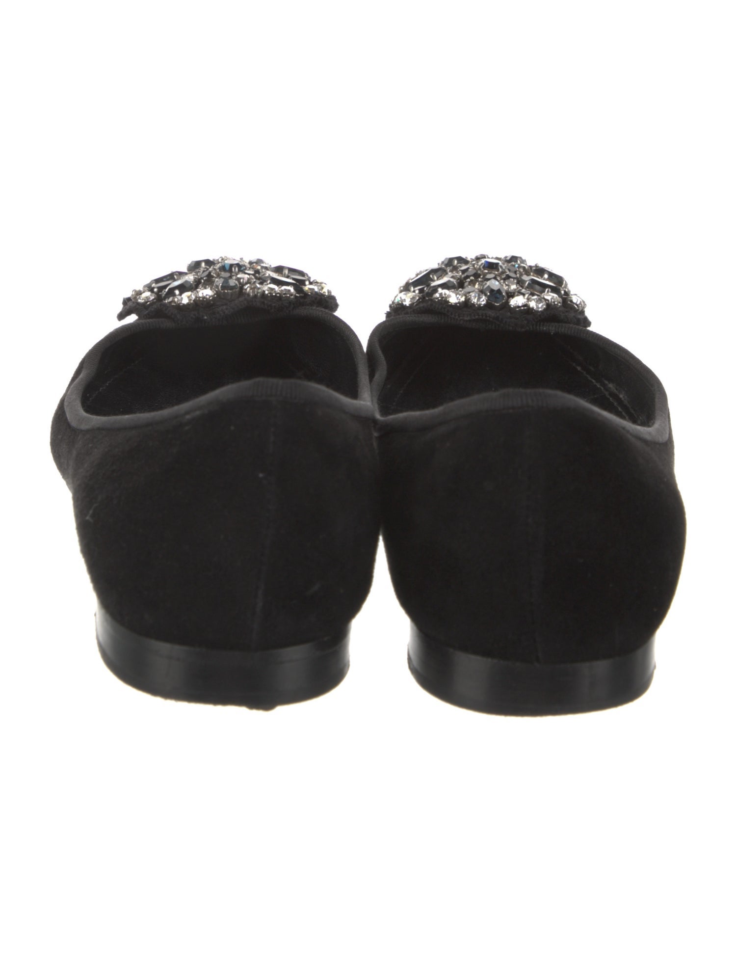 Prada Suede Crystal Embellishments Flats