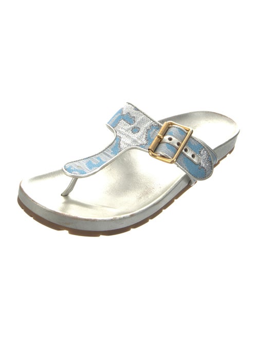 Prada Leather Patterned Flip Flops