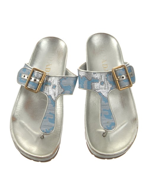 Prada Leather Patterned Flip Flops