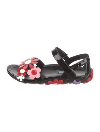Prada Patent Leather Floral Print Sandals