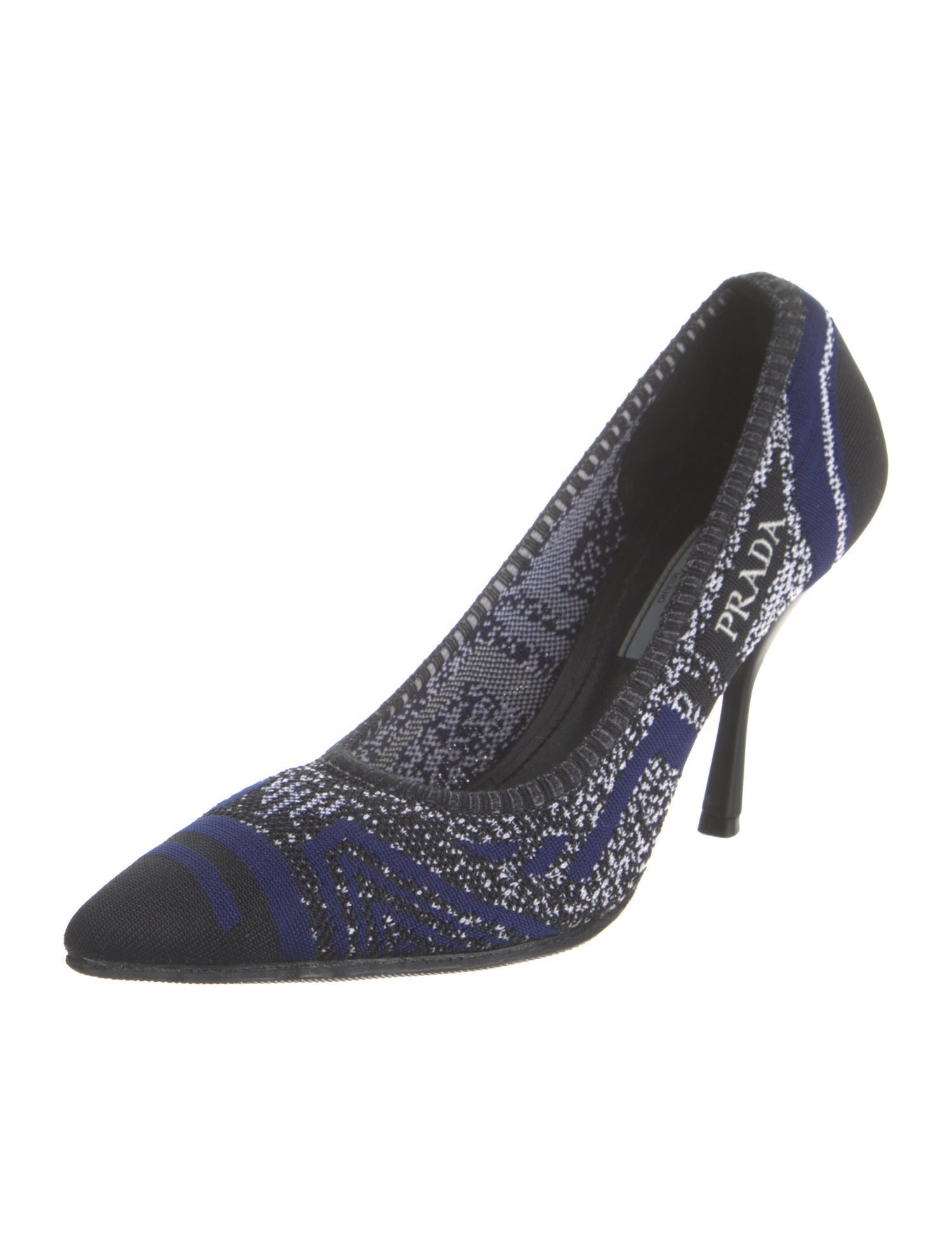 Prada Printed Embroidered Accent Pumps