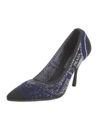 Prada Printed Embroidered Accent Pumps