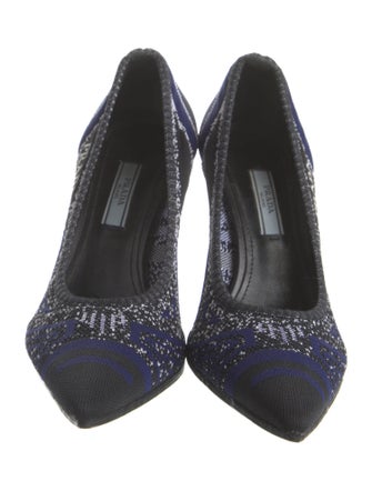Prada Printed Embroidered Accent Pumps