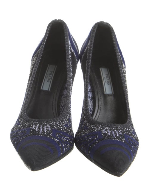 Prada Printed Embroidered Accent Pumps