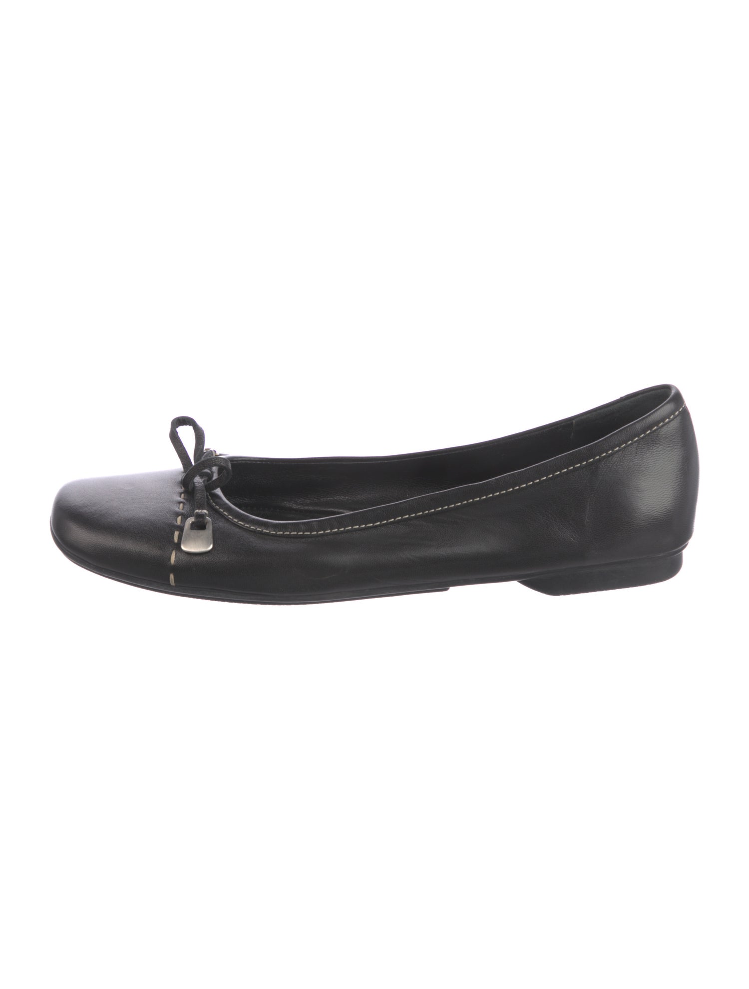 Prada Leather Bow Accents Ballet Flats