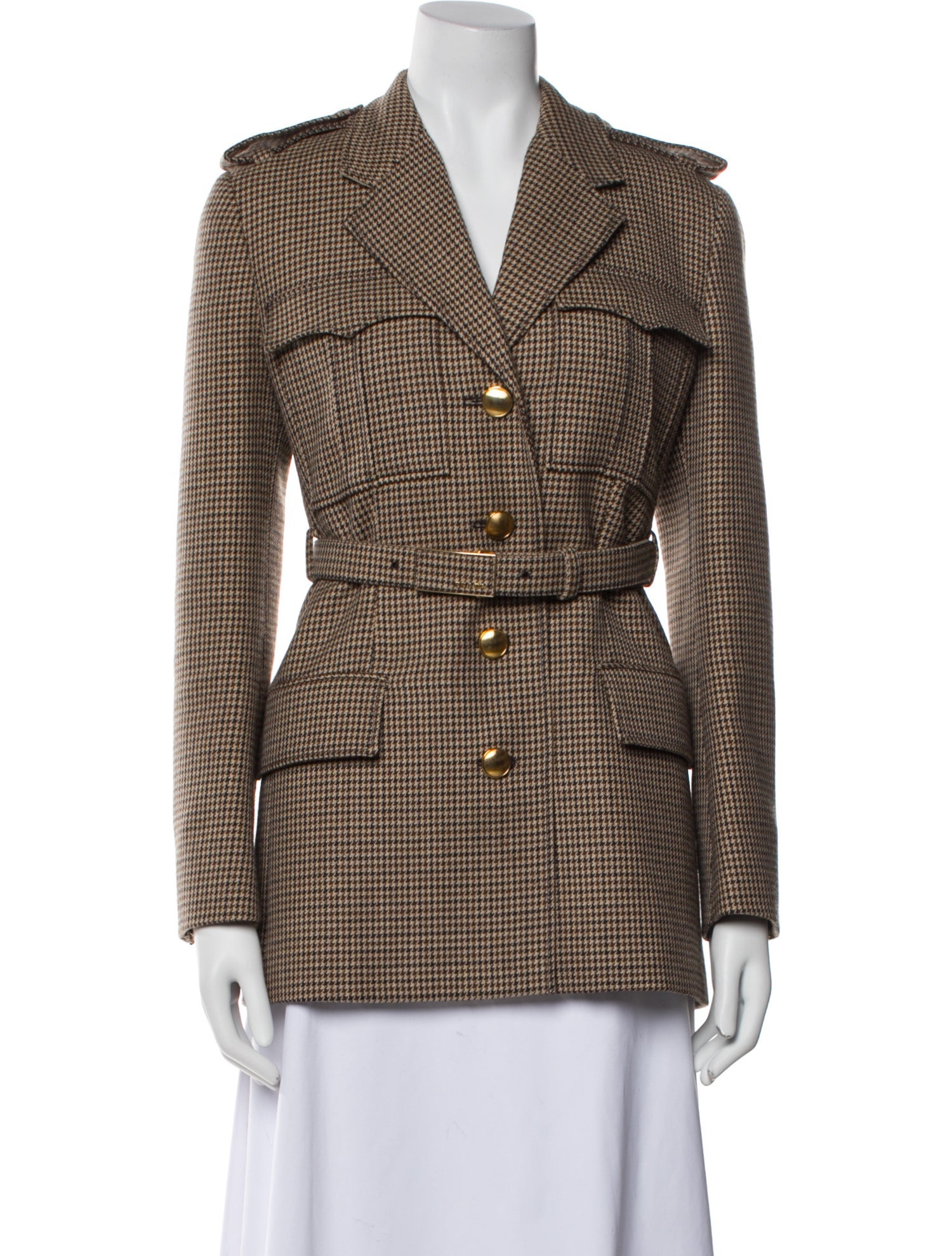【プラダ・PRADA】Double-breasted ArqueWales checked jacket Slate Gray/alabaster Pink Double-breasted Prince Of Wales