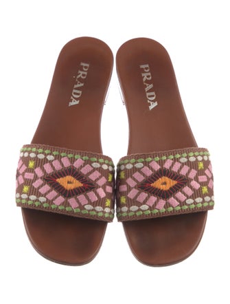 Prada Leather Printed Slides