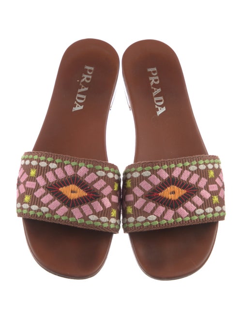 Prada Leather Printed Slides