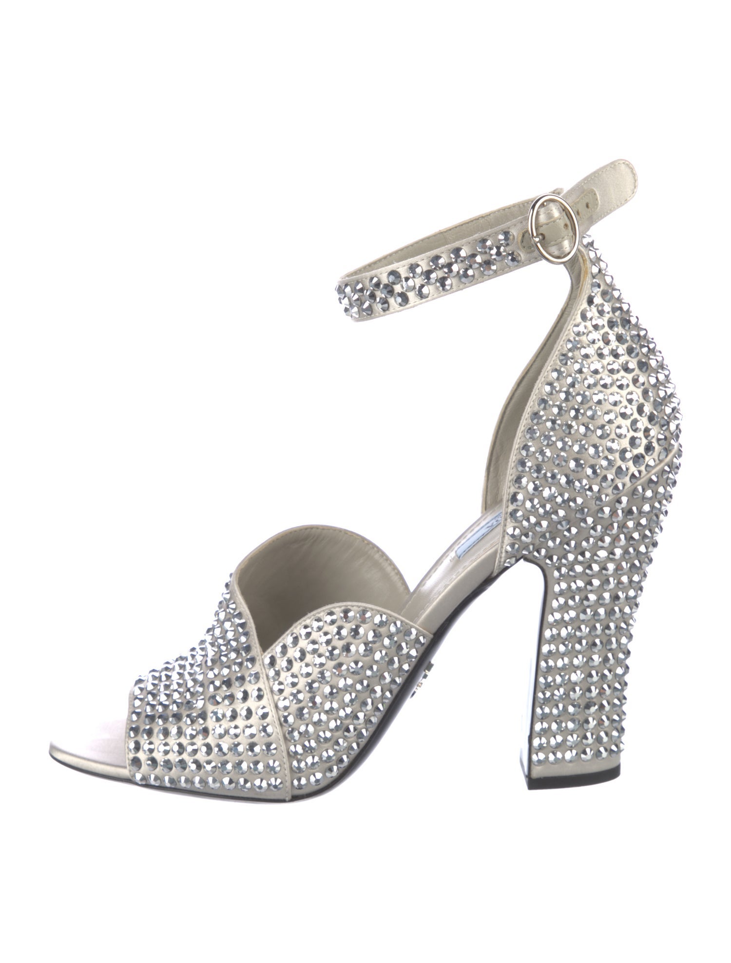 Prada Satin Crystal Embellishments Sandals