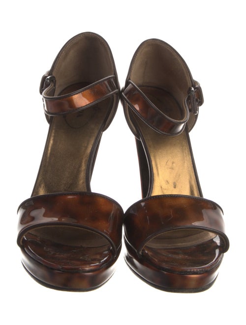 Prada Patent Leather Animal Print Sandals