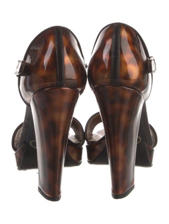 Prada Patent Leather Animal Print Sandals