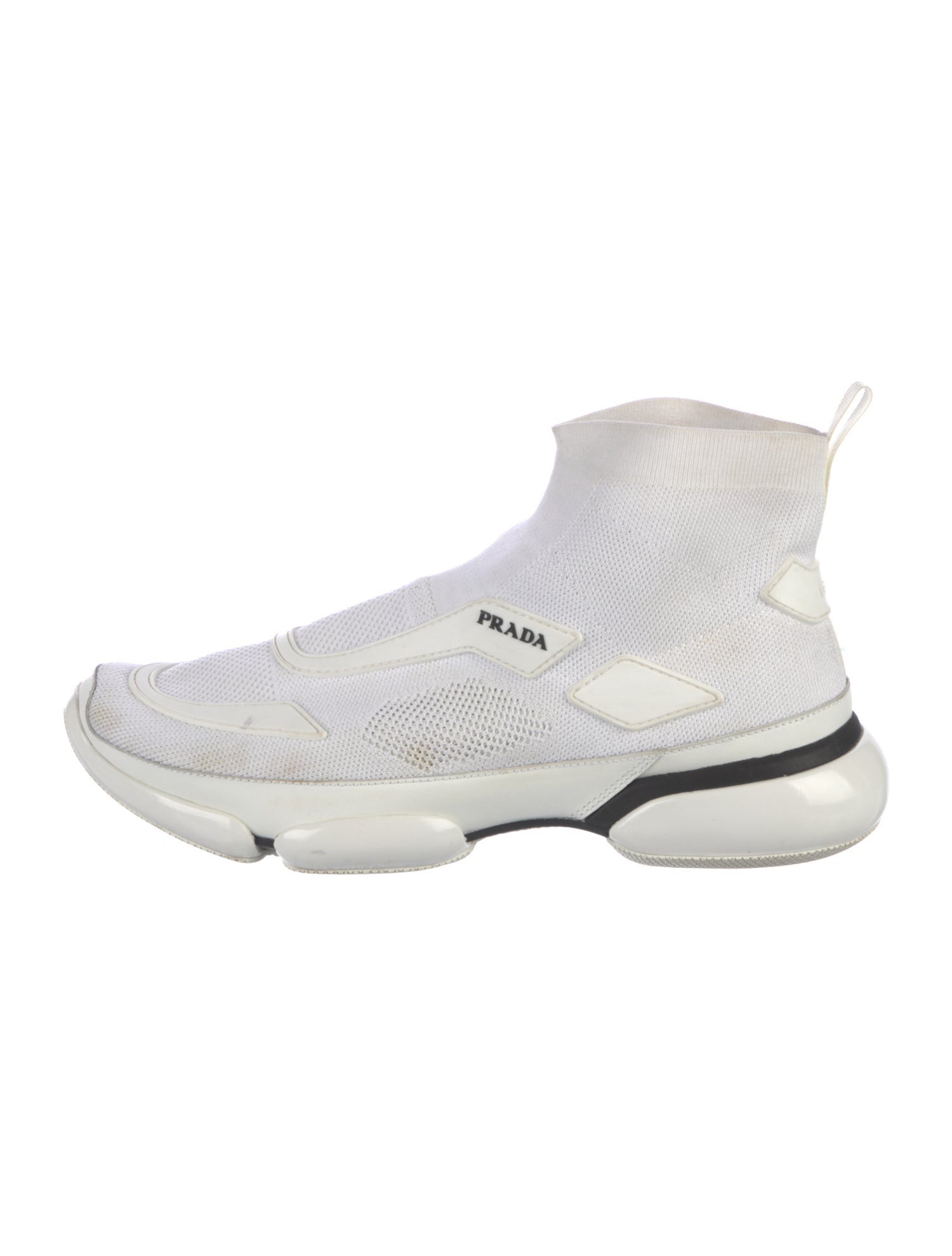 Prada Graphic Print Leather Trim Embellishment Sneakers