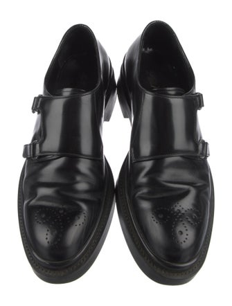 Prada Leather Lasercut Accents Monk Straps