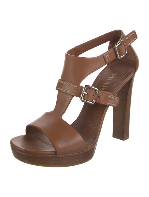 Prada Leather T-Strap Sandals