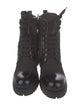 Prada Enameled Metal Triangle Nylon Combat Boots