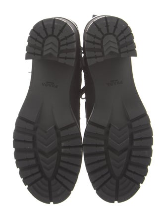 Prada Enameled Metal Triangle Nylon Combat Boots