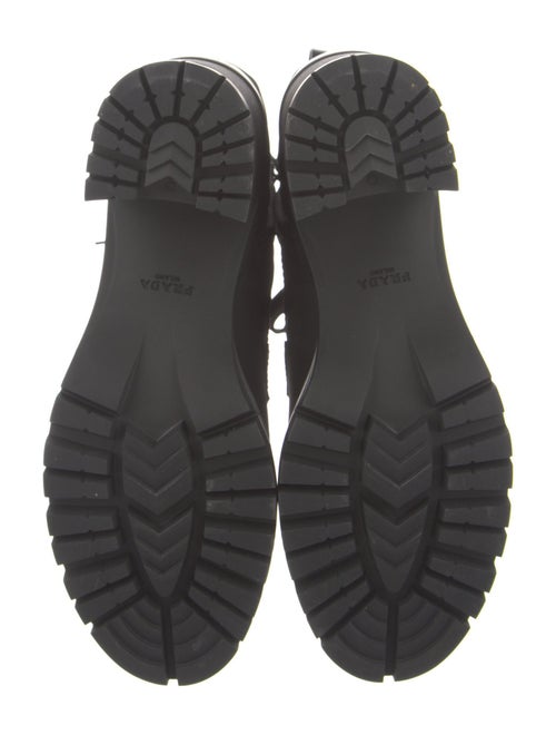 Prada Enameled Metal Triangle Nylon Combat Boots