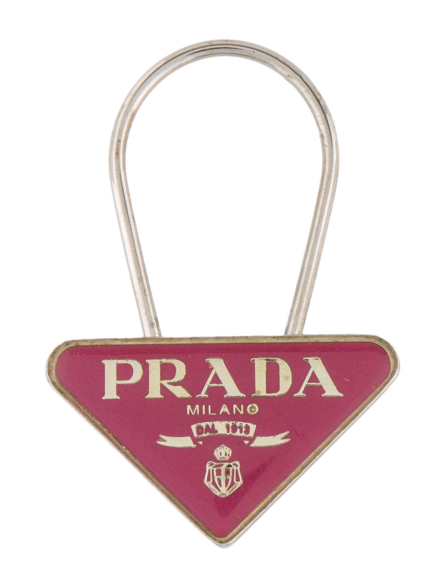 Prada Pink triangle keychain charm