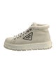 Prada Enameled Metal Triangle Suede Sneakers