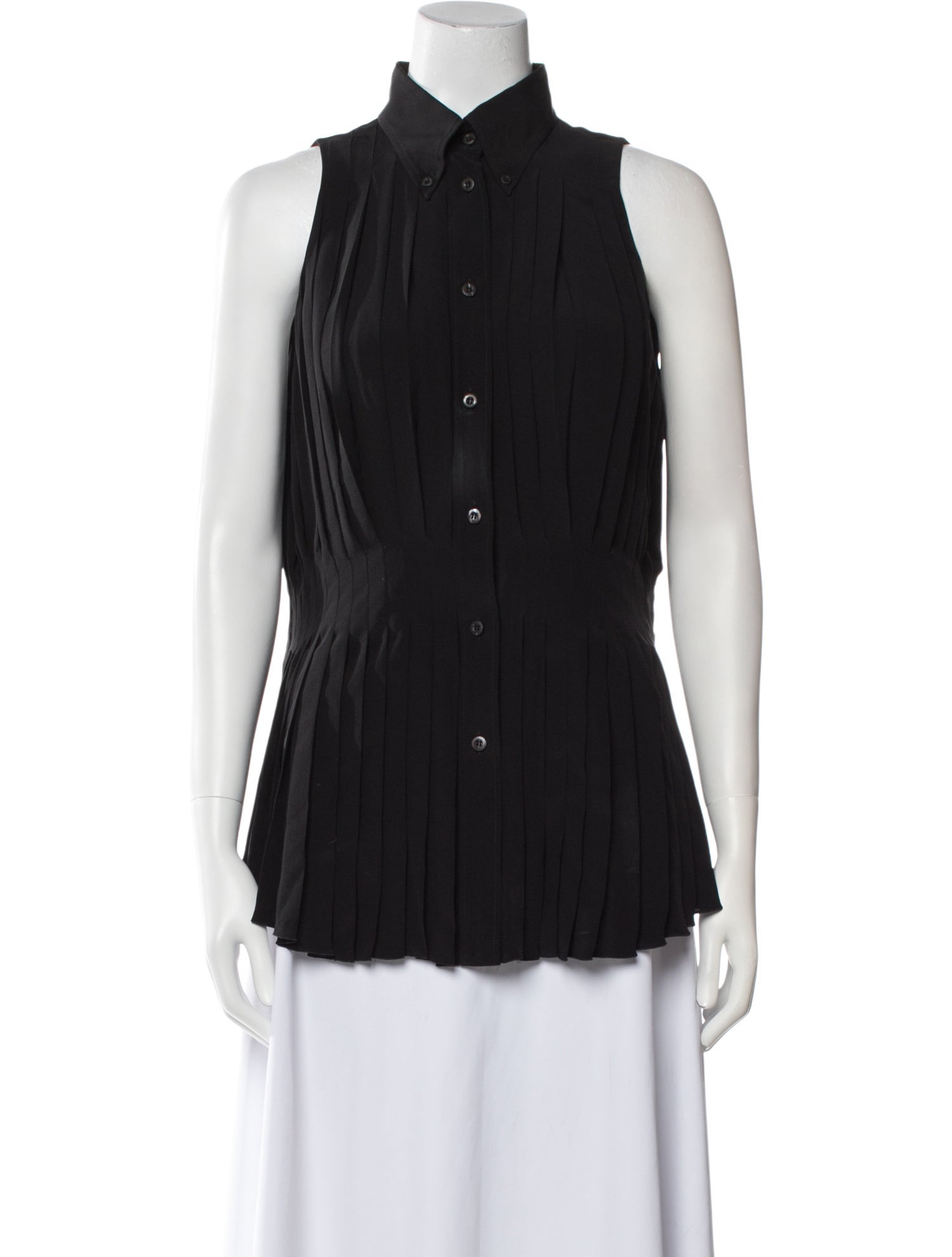 Prada 2017 Silk Button-Up Top - Black Tops, Clothing