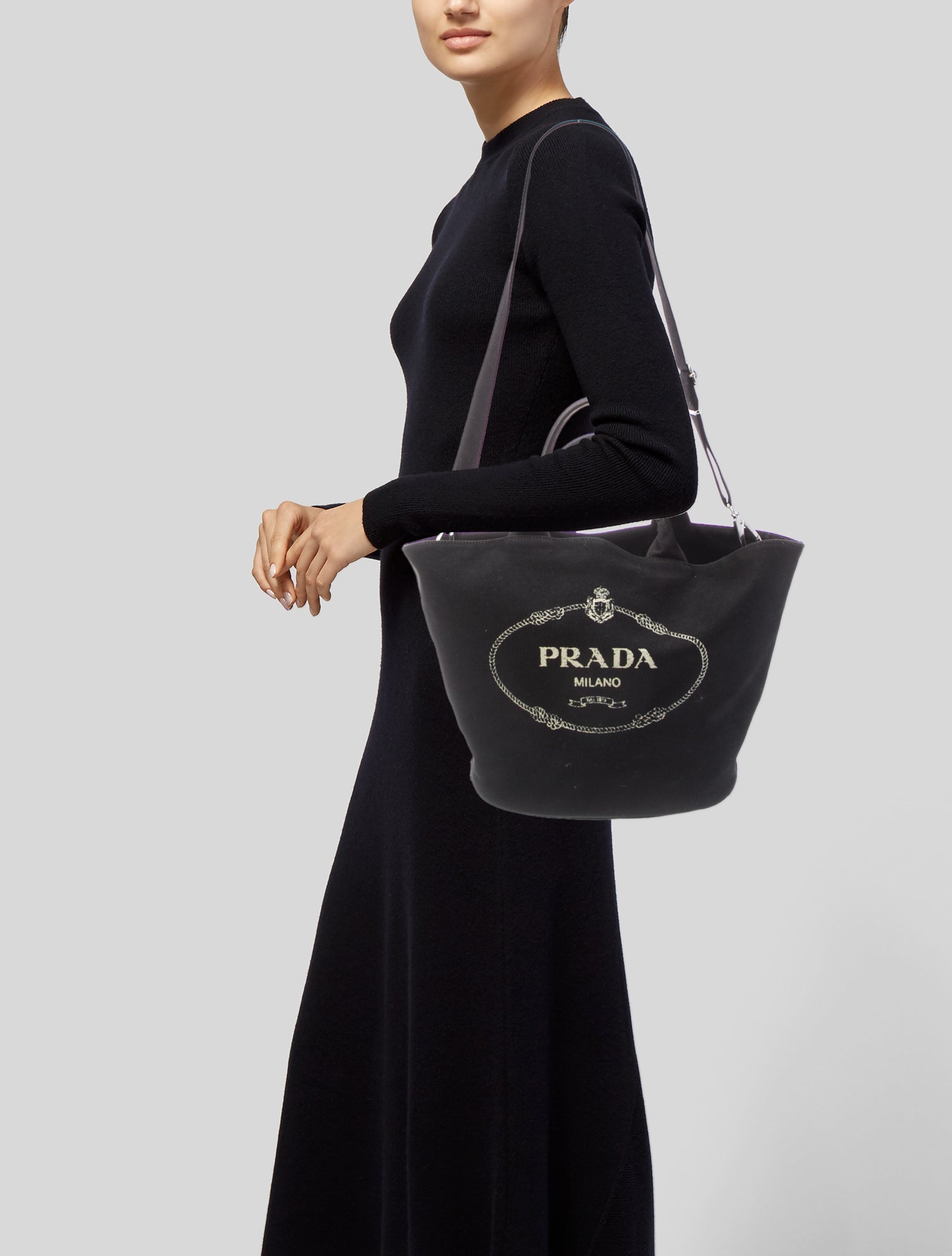 Prada Enameled Metal Triangle Shoulder Bag