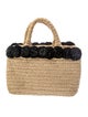 Prada Raffia Grass Raffia Pom Pom Tote