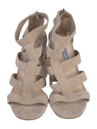 Prada Suede Cutout Accent Gladiator Sandals