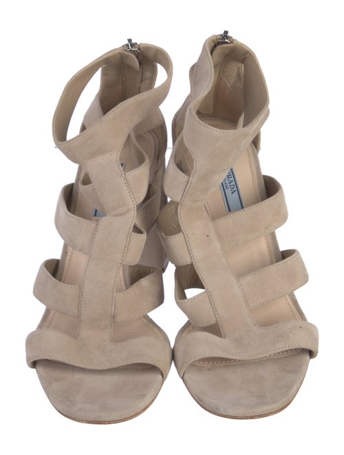 Prada Suede Cutout Accent Gladiator Sandals