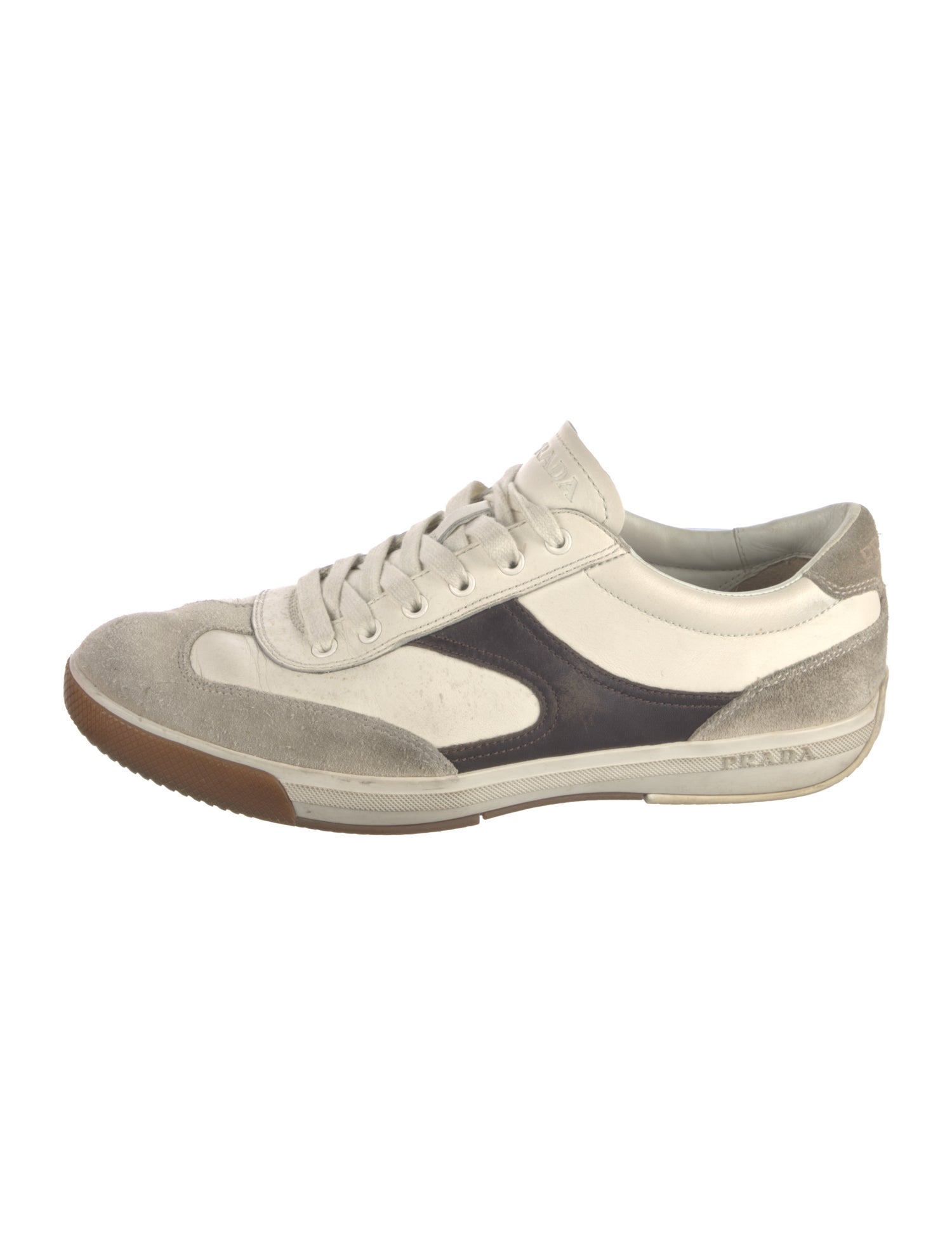 Prada Leather Colorblock Pattern Sneakers