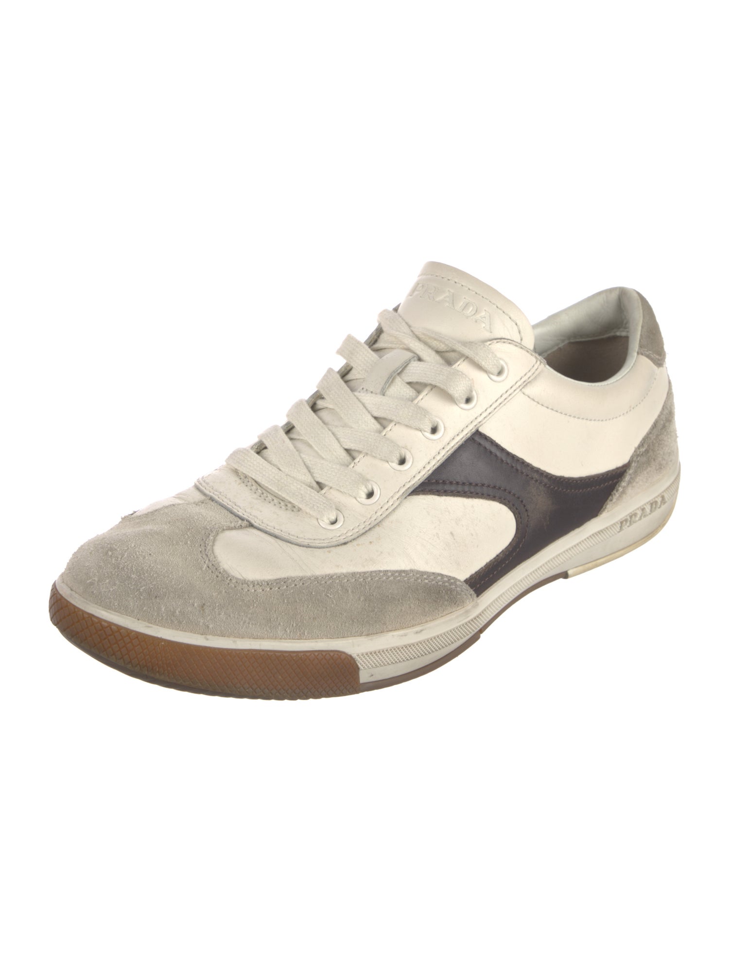 Prada Leather Colorblock Pattern Sneakers