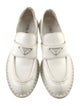 Prada Enameled Metal Triangle Leather Loafers