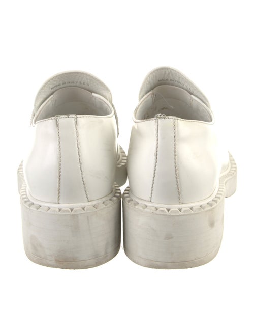 Prada Enameled Metal Triangle Leather Loafers