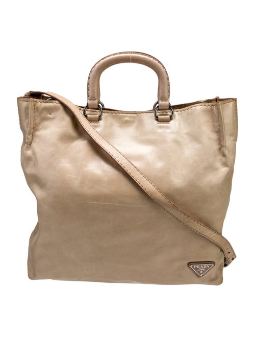 Prada Enameled Metal Triangle Bucket Bag