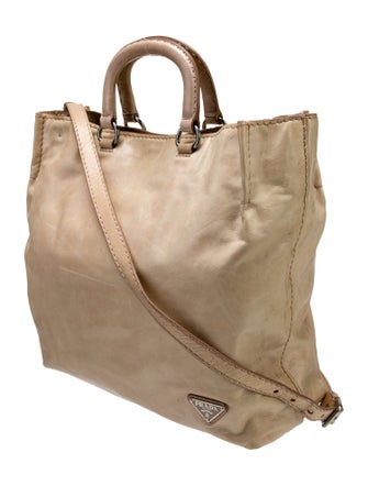 Prada Enameled Metal Triangle Bucket Bag