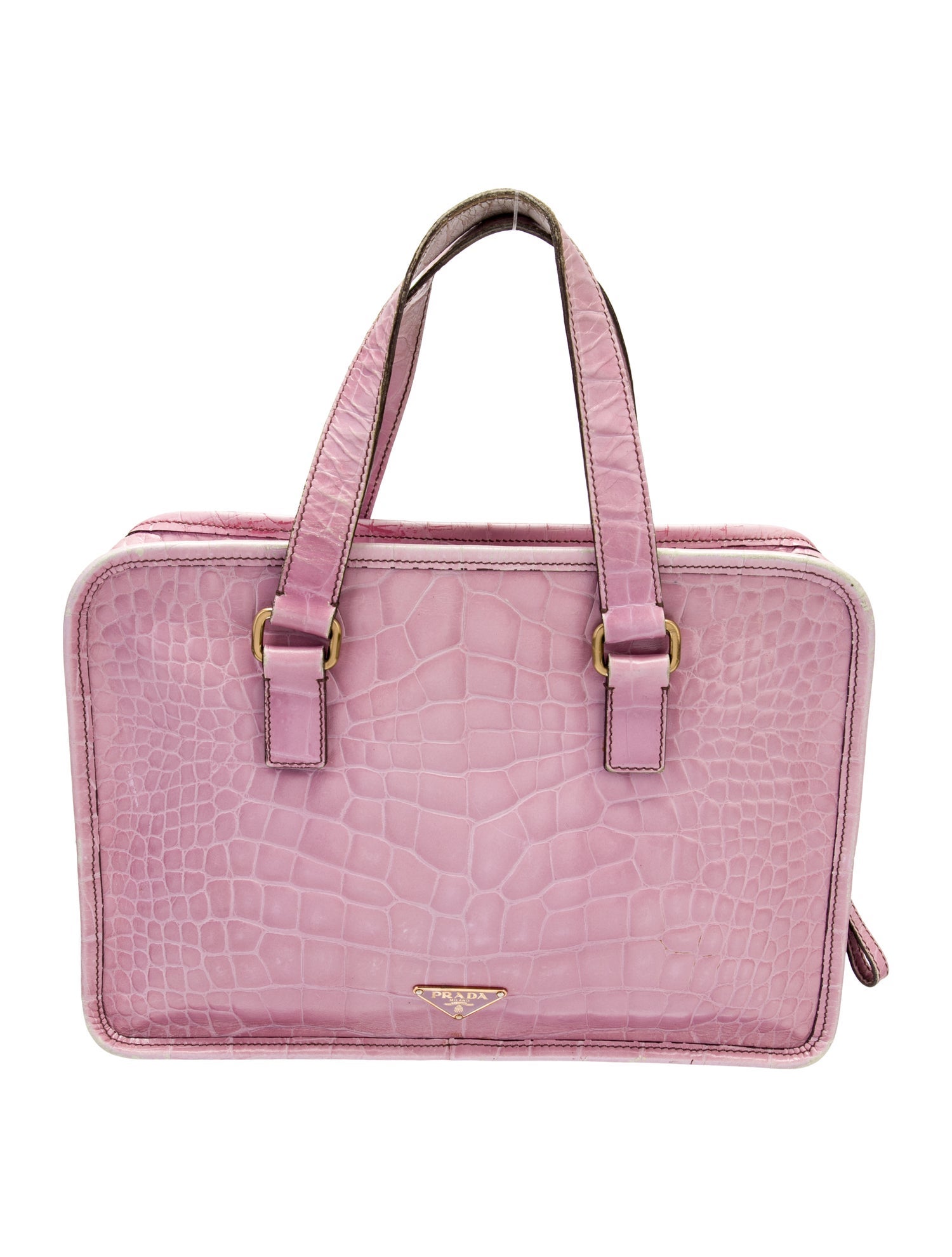 Prada Enameled Metal Triangle Bauletto