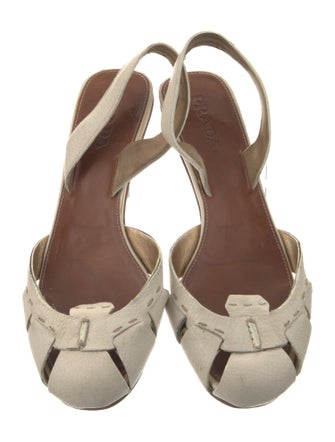 Prada Leather Cutout Accent Slingback Pumps