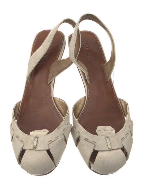 Prada Leather Cutout Accent Slingback Pumps
