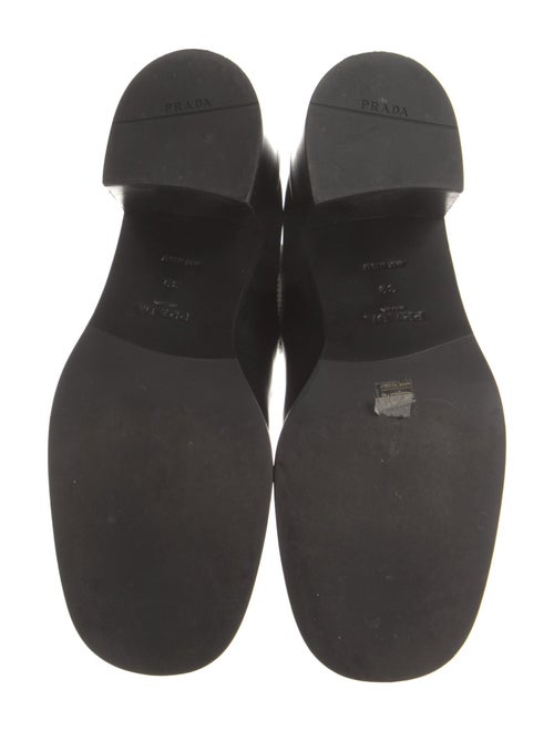 Prada Enameled Metal Triangle Leather Chelsea Boots