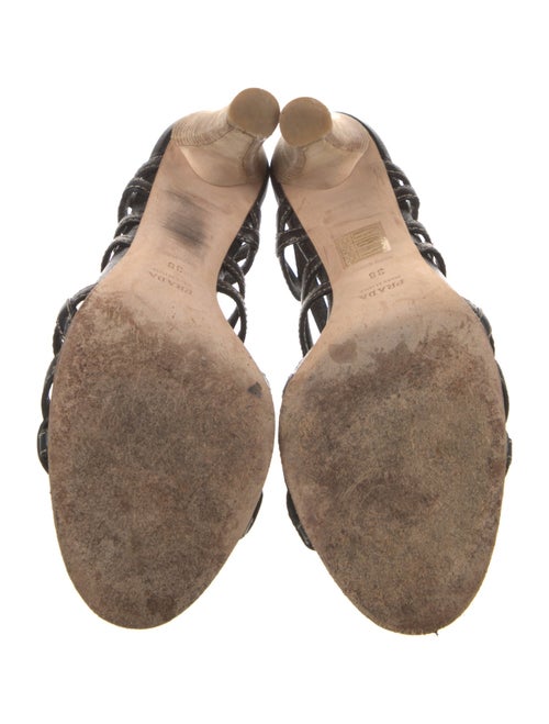 Prada Leather Whipstitch Trim Slingback Sandals