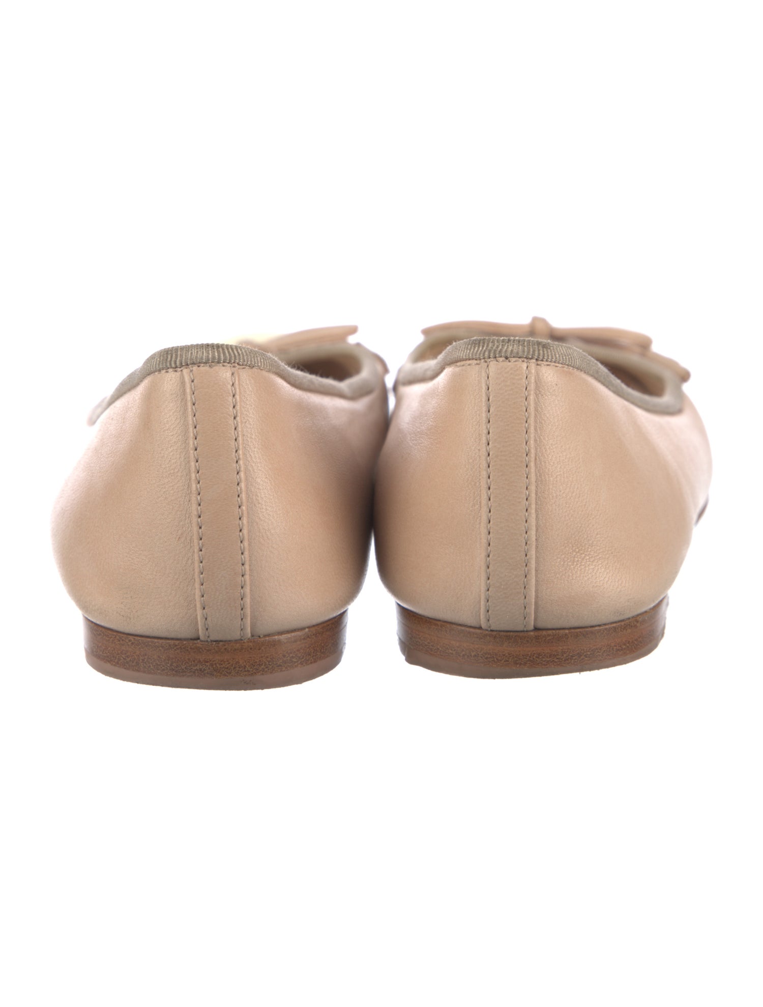 Prada Leather Bow Accents Ballet Flats