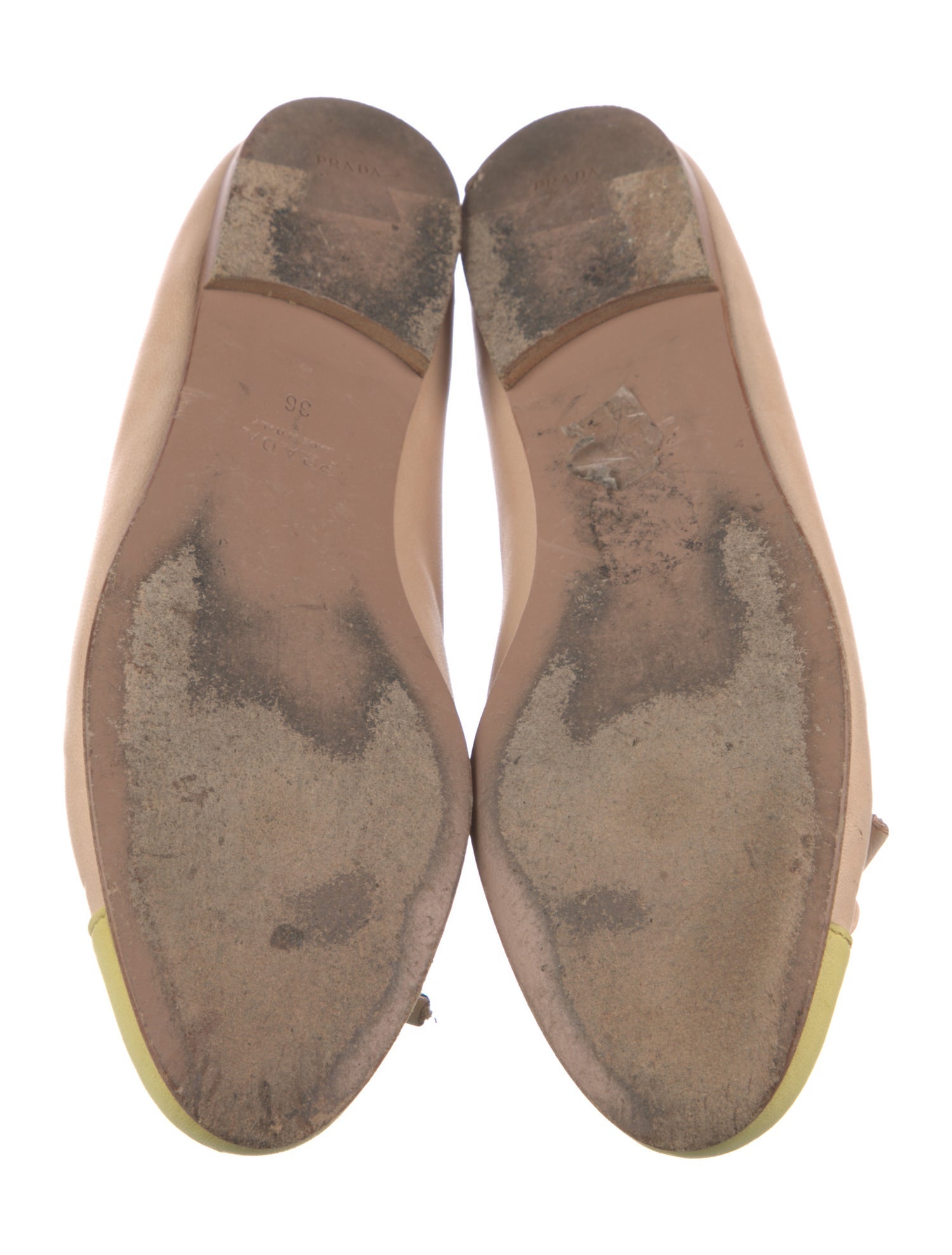 Prada Leather Bow Accents Ballet Flats