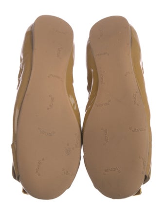 Prada Patent Leather Bow Accents Ballet Flats