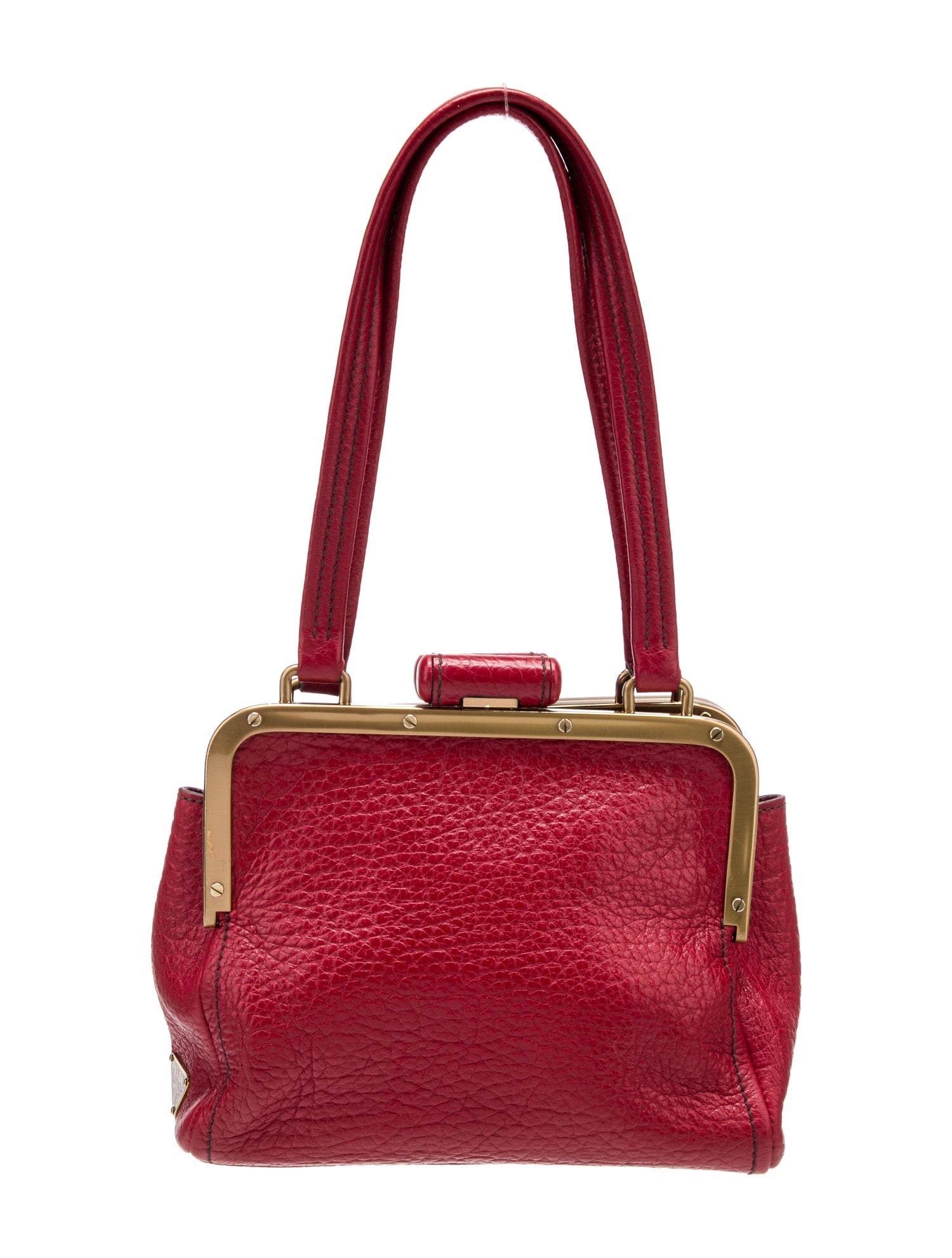 Prada Enameled Metal Triangle Cerniera
