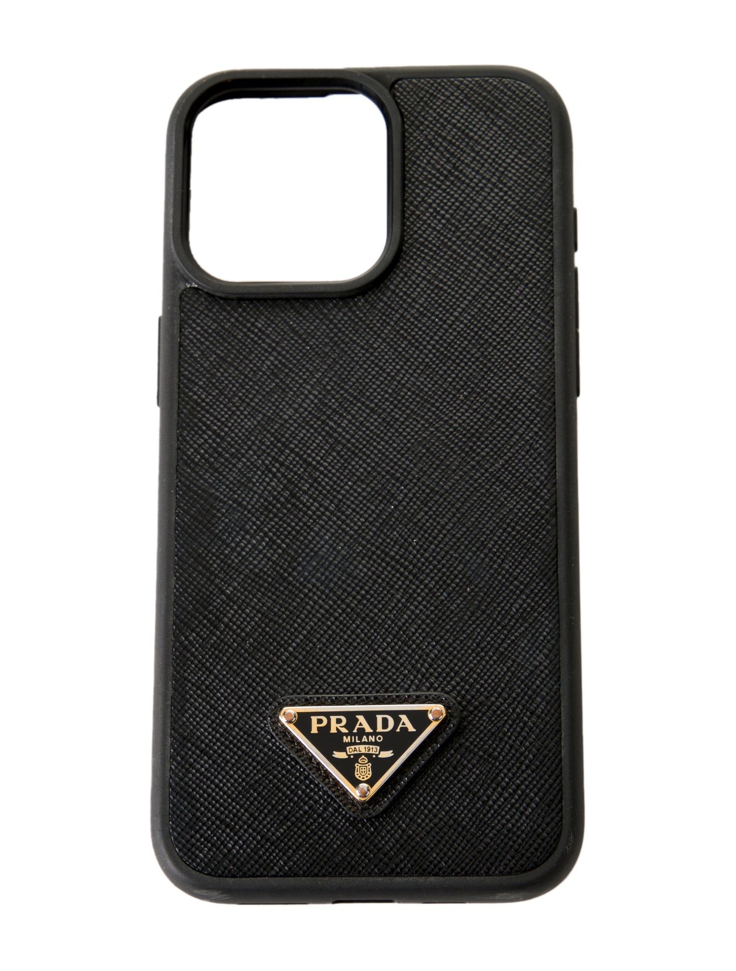 Prada Saffiano Triangle iPhone Case - Black Phone Cases